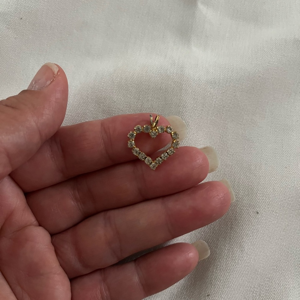 Gold plated Heart Pendant with Crystals